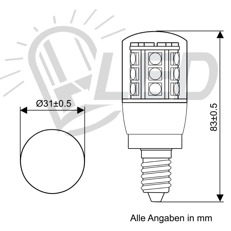 LED Lampe E27, Typ 24, 12 und 24 Volt