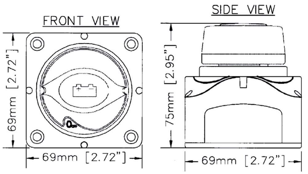 Batterie Trennschalter 12V / 24V / 48V 200A A701-G-Single in