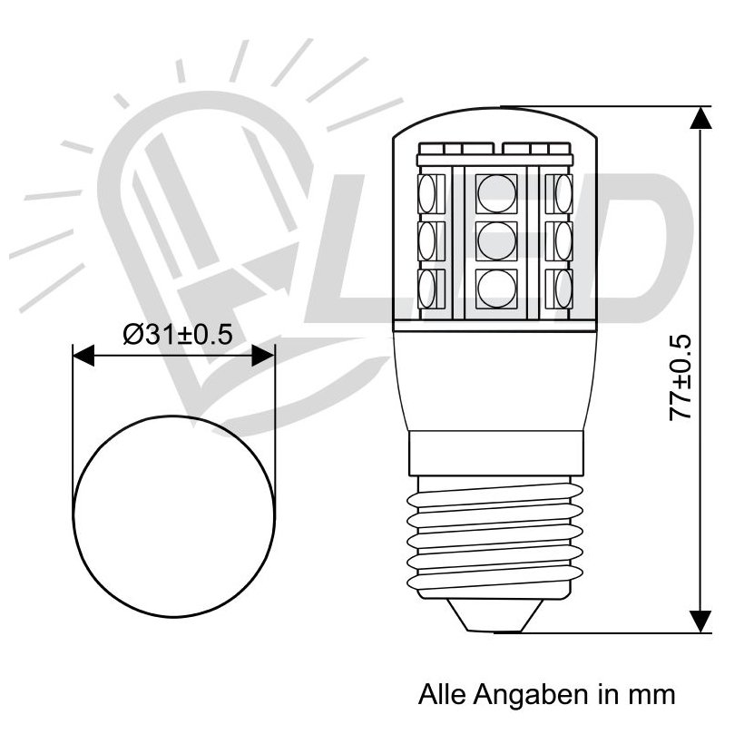 LED Lampe E27, Typ 24, 12 und 24 Volt