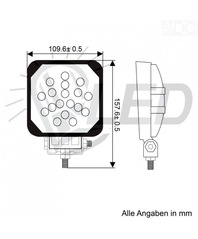 LED Scheinwerfer, IP67, 12/24V, 19W, kaltweiss