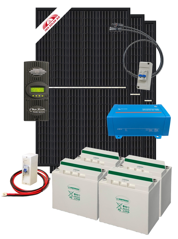 Bild von Insel Solar Set 960W - 24 Volt Inselanlage mit Wechselrichter (230 Volt AC)