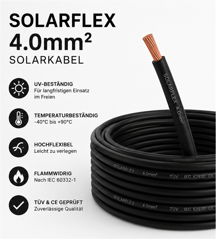 Solarkabel Litze Solarflex 4.0mm2 / schwarz